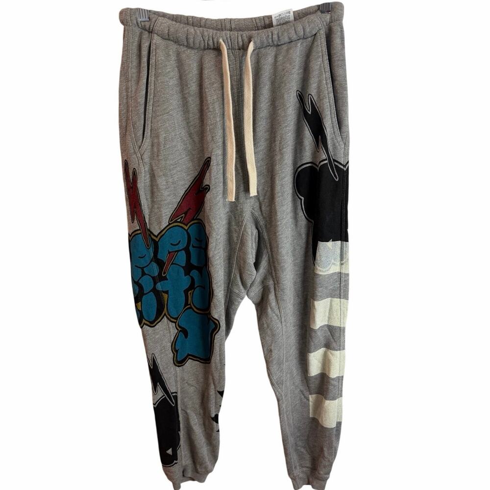 Freecity RARE Graffiti Lightning Graphic Joggers Sweatpants Sz S Womens Nice!